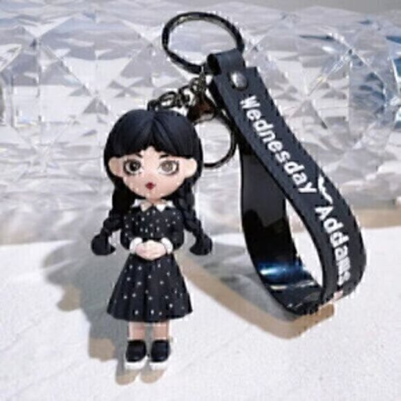 Wednesday Addams Family Silicone Keychain Thing Schoolbag Pendant Halloween - Picture 1 of 2